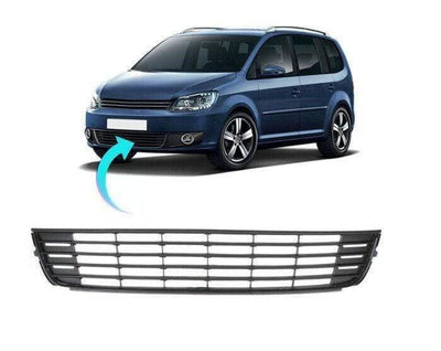 Fits VW Touran Caddy 2010-2015 Front Bumper Center Grille Black - tradevehicleparts.co.uk