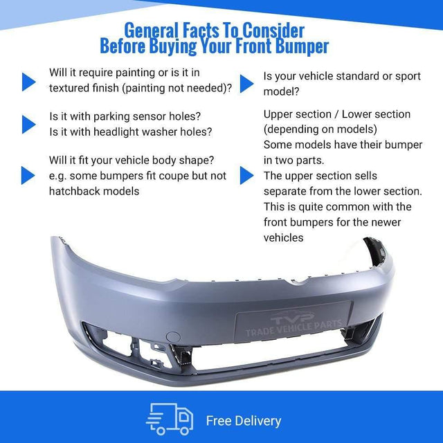 Fits VW Touran Caddy 2010-2015 Front Bumper Not Primed - image 2