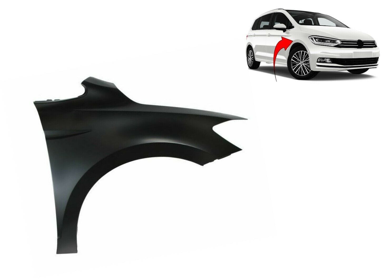 VW Touran 2015- Front Wing W/O Indicator Hole Primed Driver Side