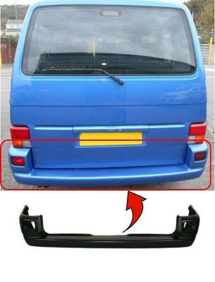 Fits VW Transporter T4 Caravelle 1997-2003 Rear Bumper Black Smooth - tradevehicleparts.co.uk